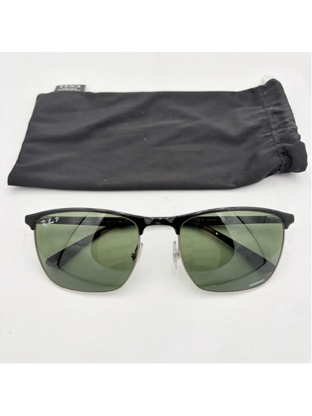 Ray-Ban RB3603M Chromance Sunglasses 57-19 Black Green Polarized Italy